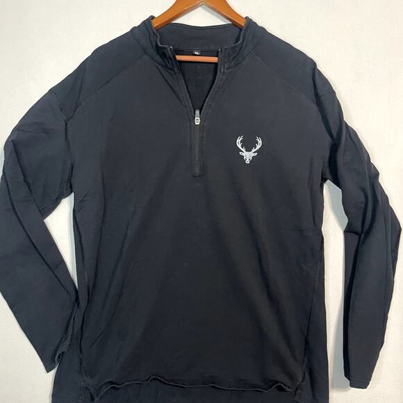 Bucked Up Men's‎ 1/4 Zip Pullover Fleece Sweatshirt Black- Size XL - Picture 4 of 11